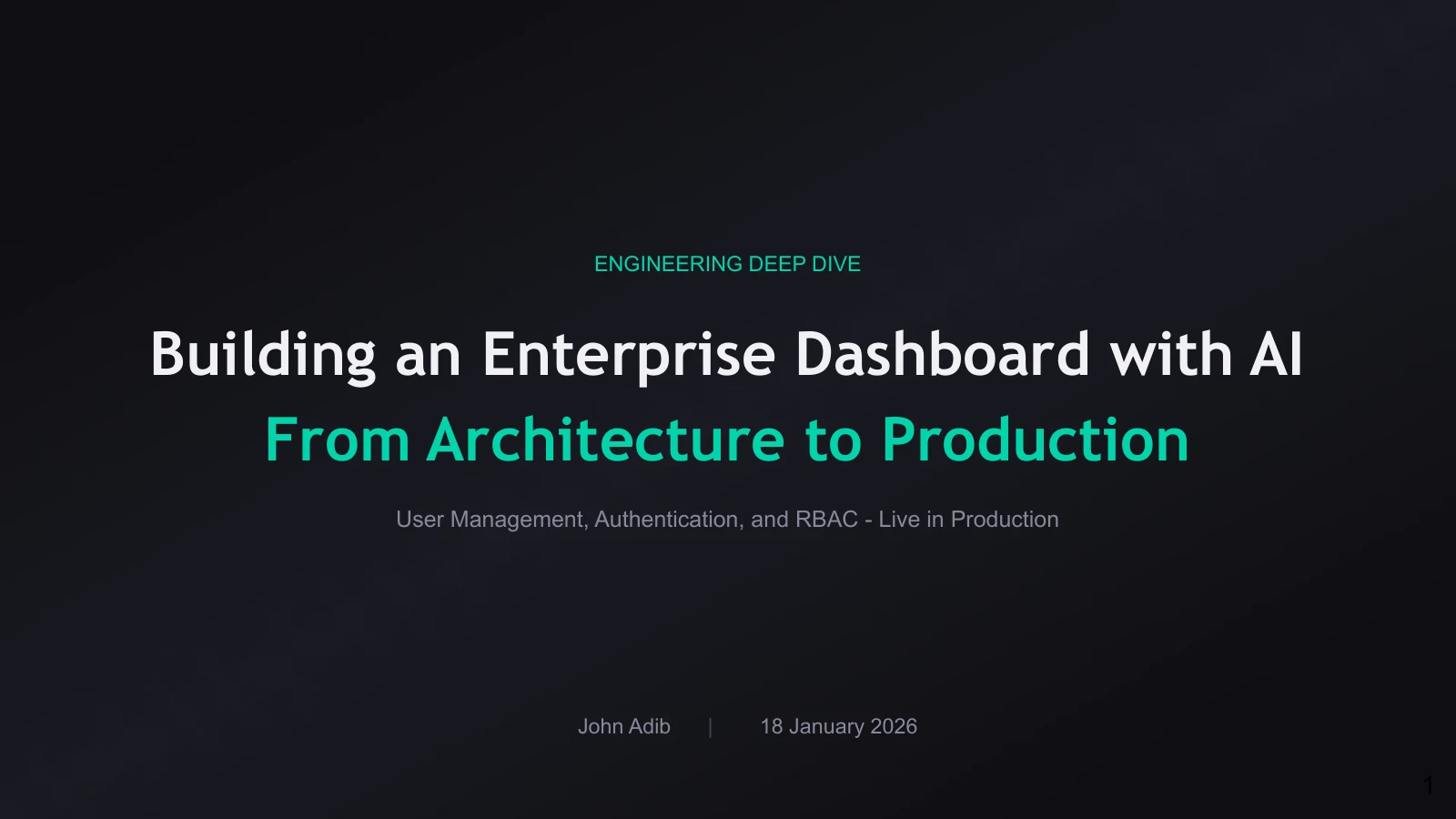 First slide of Building an Enterprise Dashboard with AI: From Architecture to Production